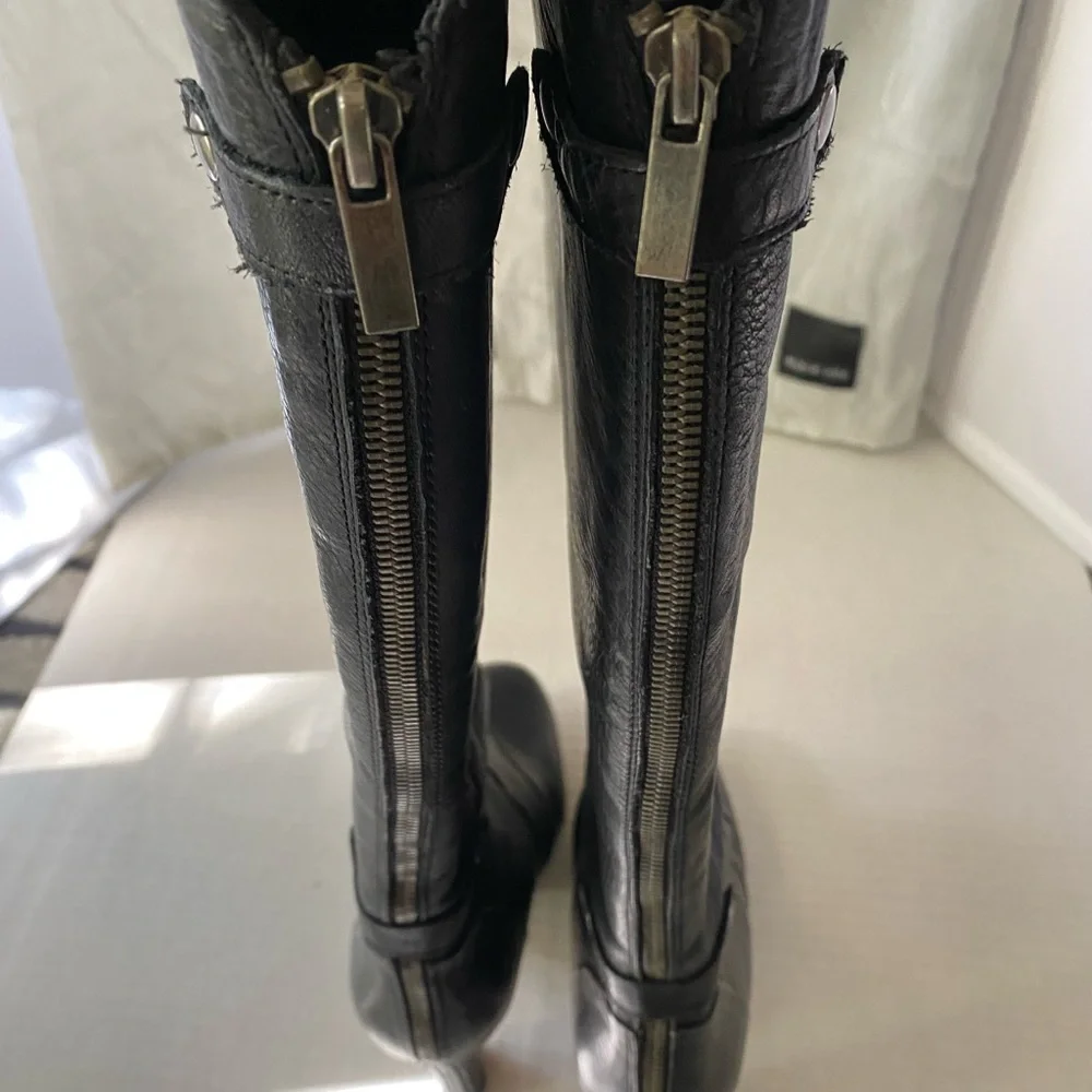 Dolce Vita black calfskin leather platform boots with back zip size 8 1/2 - Picture 14 of 16